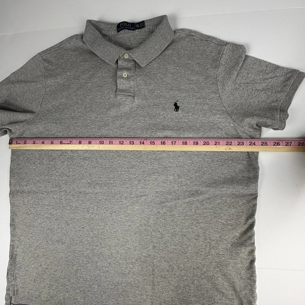 Ralph Lauren Polo Shirt Mens Golf Casual Gray XXL Custom Slim Fit Short Sleeve